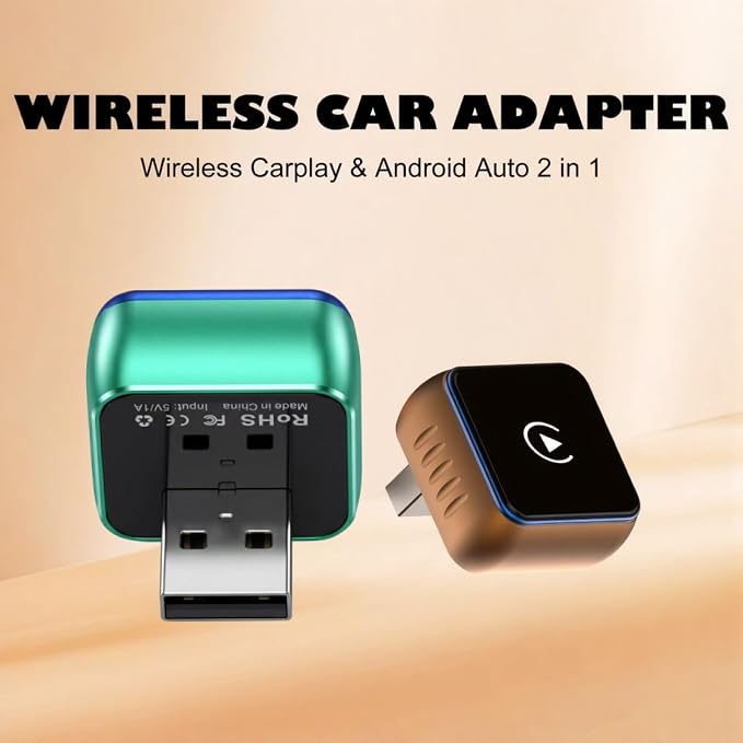 Wireless CarPlay Adapter Compatible with Apple CarPlay 2026 Upgraded Mini Design,USB/USB-C Plug and Play,Stable Low-Latency Connection for iPhone & Android