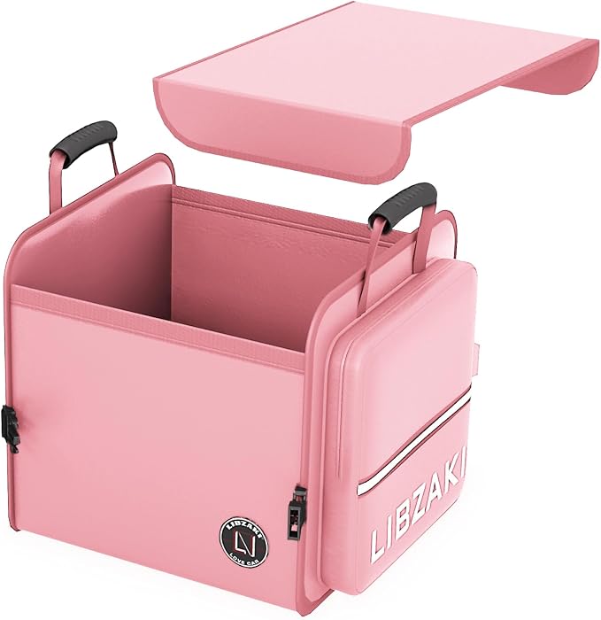 LIBZAKI Car Trunk Storage Organizer, Collapsible Trunk Storage Box for Car Truck SUV-Pink
