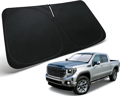 Windshield Sun Shade for 2019-2025 2026 GMC Sierra 1500 2500 3500 Accessories Car Front Window Sun Visor & Heat Shield | 240T Sunshade Protection Blocks UV Rays Keep Your Car Cooler