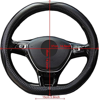 Mayco Bell Flat Bottom Size Steering Wheel Cover Anti-Slip,Safety,Soft,Breathable,Durable,Full Surround,Comfortable Grip Microfiber Leather (D-Shape,Black)