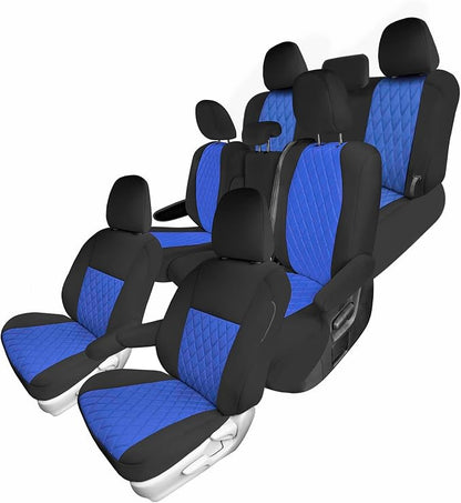 FH Group Custom Fit Car Seat Covers Specifically Made for Toyota Sienna 2011-2020, Car Seat Cover Full Set, 8 Seater Automotive Seat Covers in Blue Neoprene, Waterproof and Washable Seat Covers
