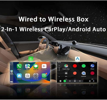 Car Wireless CarPlay Adapter for Mazda CX‑3 CX30 2020-2025, 2-in-1 Support Apple CarPlay and Android Auto Mini Fast Connection, Plug and Play,Grey