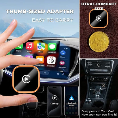 Wireless CarPlay & Android Auto Adapter, Wired to Wireless 2-in-1 CarPlay Dongle for iPhone＆Androidphone, No Audio Lag, Auto-Connect Plug & Play, USB-A/C, Fast, Stable for iOS 10+ & Android 11+