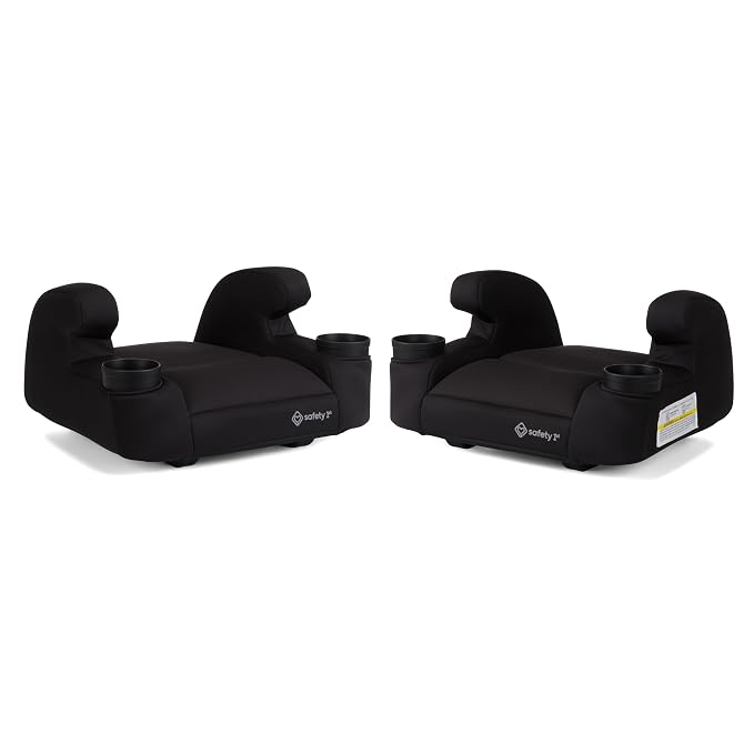 Safety 1st Comfort Ride Lite Booster Car Seat, 2-Pack, Lightweight Backless Booster Seat, Machine Washable, Dishwasher Safe Cup Holders, USA-Made, Fits Kids 40-100 lbs, 43.4-57", Black