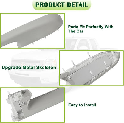 Upgraded Door Armrest Repair Kit Left Driver Side Door Panel Handle Gray Compatible with 2010-2014 Chevy Silverado GMC Sierra 1500 2500HD 3500HD Replaces 22818466