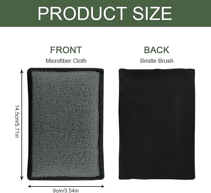 2PCS Car Interior Scrubbing Sponge, Scrub Pads Car Detailing, 5.9'' x 3.5'' Microfiber Auto Interior Cleaning Scrub Applicator, Auto Wash Sponge Pad for Vehicles Leather Plastic (Gray Black)