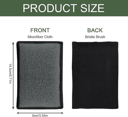 2PCS Car Interior Scrubbing Sponge, Scrub Pads Car Detailing, 5.9'' x 3.5'' Microfiber Auto Interior Cleaning Scrub Applicator, Auto Wash Sponge Pad for Vehicles Leather Plastic (Gray Black)