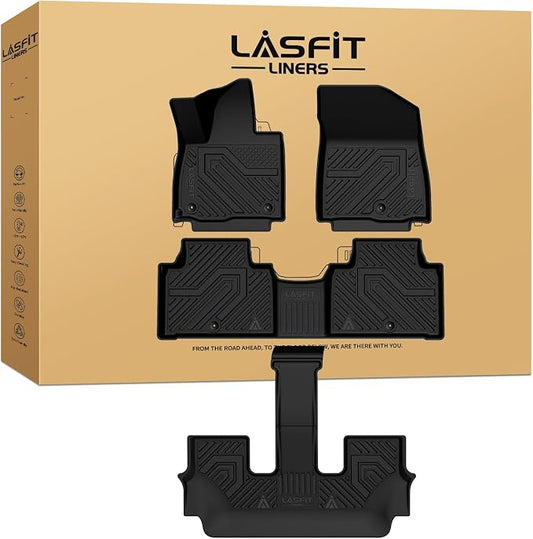 LASFIT Floor Mats for Kia Telluride 2027 (Only Fit Gas, Not Fit Hybrid), All Weather TPE Custom Fit Floor Liners 1st & 2nd & 3rd Row Car Mats Accessories, Black