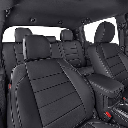 EKR Tacoma Leather Car Seat Covers Custom Fit for Toyota Tacoma 2012 2013 2014 2015 (Regular Seats) - Truck Seat Covers Full Set,Faux Leather(Black)