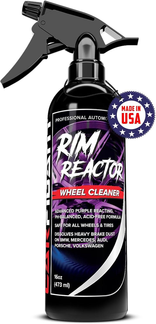 Carfidant Rim Reactor Wheel & Rim Cleaner Spray – Removes Brake Dust & Grime - Thick Gel, Dilutable - pH Neutral, Non-Acidic Tire Cleaner - Safe for Chrome, Black, Painted & Alloy Wheels - 16 fl oz