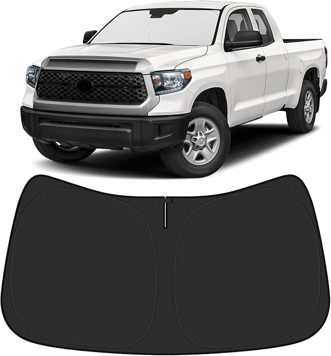 BIBLOZ Car Windshield Sun Shade for Toyota Tundra 2007-2021 Accessories Foldable PET Sunshade Keeps The Car Cool Inside