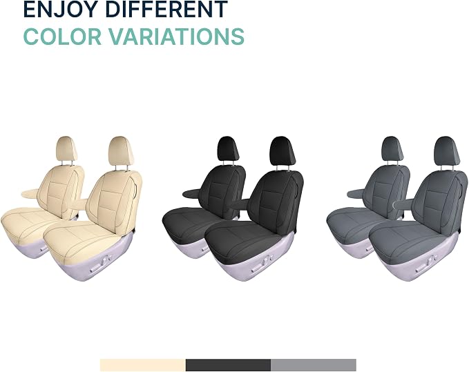 FH Group Custom Fit Car Seat Covers Specifically Made for 2011-2020 Toyota Sienna 7 Passenger, Car Seat Cover Front Set, Automotive Seat Covers in Solid Gray Faux Leather, Waterproof and Washable