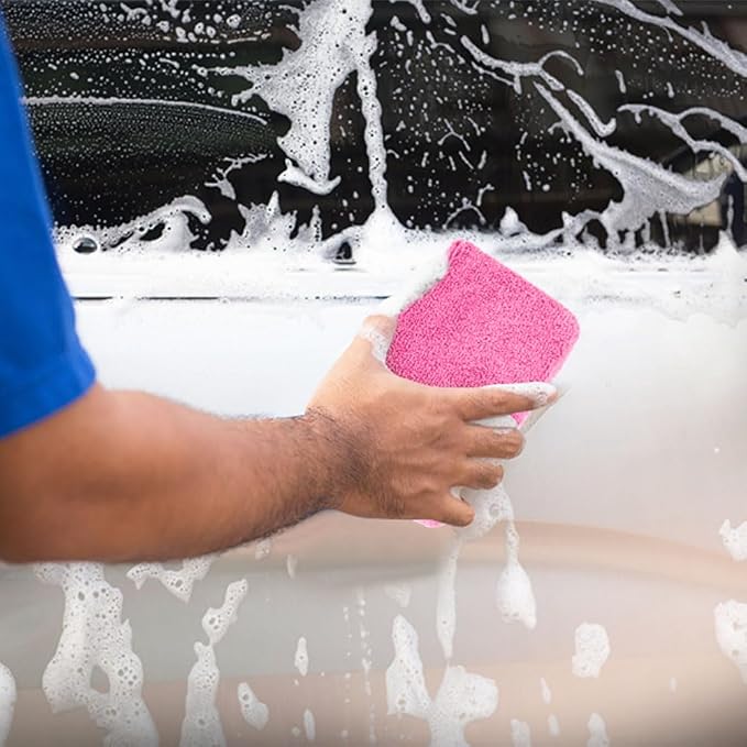 HOMEXCEL Microfiber Applicator Pads, Scratch-Free Car Wash Sponge for Cleaning, Premium Wax Foam Applicator Pads for Car Detailing, 5”x3”, 8 Pack, Pink