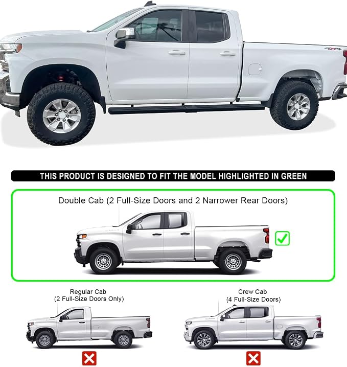 APS Steps Compatible with Chevy Silverado GMC Sierra 1500 2019-2026 Extended Cab 6.5ft Bed & 2500 3500 2020-2026 (Exclude 19 1500 LD)(Silverado 1500 LTD Sierra 1500 LD 2022) Steel 6in Wheel to Wheel
