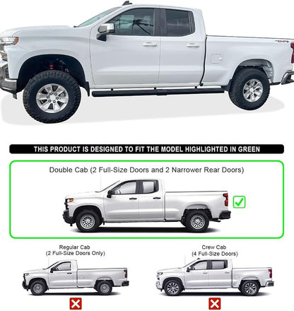 APS Steps Compatible with Chevy Silverado GMC Sierra 1500 2019-2026 Extended Cab 6.5ft Bed & 2500 3500 2020-2026 (Exclude 19 1500 LD)(Silverado 1500 LTD Sierra 1500 LD 2022) Steel 6in Wheel to Wheel