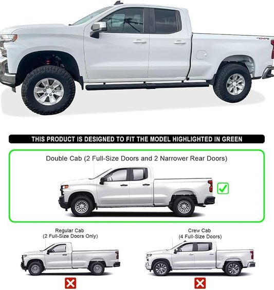 APS Steps Compatible with Chevy Silverado GMC Sierra 1500 2019-2026 Extended Cab 6.5ft Bed & 2500 3500 2020-2026 (Exclude 19 1500 LD)(Silverado 1500 LTD Sierra 1500 LD 2022) Steel 6in Wheel to Wheel