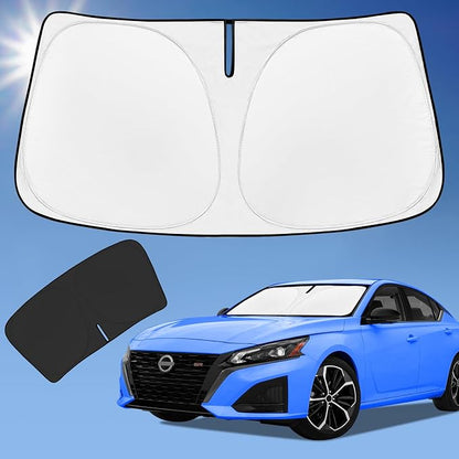 Sun Shade Sunshade for Nissan Altima 2019-2025 2026 Windshield Cover, 4-Layer Front Window Shade Custom fit Altima Sun Visor 240T Retractable Shade Blocks UV Rays Cooler Car Accessories
