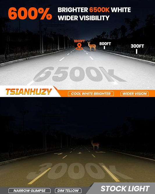 Fit for 2016 2017 2018 2019 2020 2021 2022 2023 Toyota Tacoma High Beam Low Beam Fog Light Bulbs Combo,6500K Safety Bright White,Enhanced Visibility Upgrade With Fan,Plug and Play,IP68 6-Pack