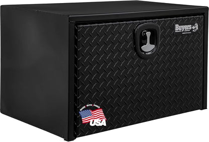 Buyers Products 1702500 Black Steel Underbody Truck Box - Weatherproof Storage Container with Aluminum Diamond Tread Door & Compression Latch, 18 x 18 x 24 Toolbox for Trucks and Trailers, Made in USA