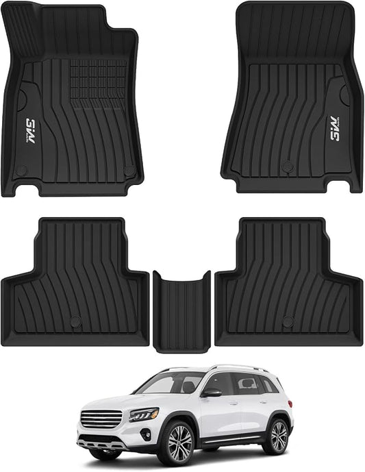 3W Floor Mats for Mercedez Benz GLB250 GLB35 AMG 2020-2026, TPE All Weather Custom Fit Floor Liner for Benz GLB 250/35 AMG 1st & 2nd Row Car Mats, Black