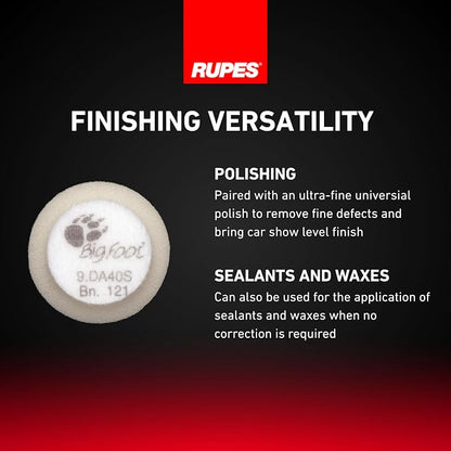 RUPES 40mm Pack of 6 White D-A Ultra-FINE Polishing Foam Pads | Ideal for Extremely Fine Paint Correction & Gloss Enhancement | Improves Finishing Performance | Compatible with 1.5" Backing Plate