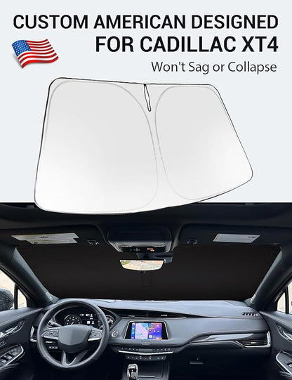 Proadsy Windshield Sun Shade for Cadillac XT4 2019-2025 2026 4-Layer Foldable Front Sunshade Protector Sun Visor Blocks UV Rays Keep Car Cooler
