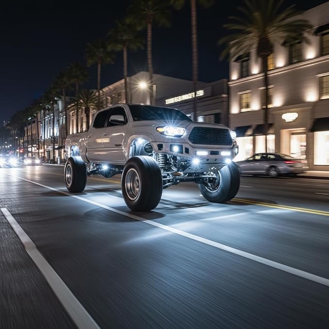 YONEDA 20 Pods White Rock Lights 6000K 42LED Bright LED Underglow Lights IP68 Waterproof for Trucks SUV UTV ATV RZR Car Boats Pickup Motorcycle with 39.37ft Extension Wire