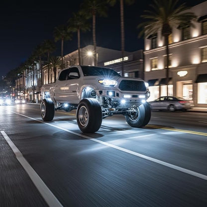 YONEDA 20 Pods White Rock Lights 6000K 42LED Bright LED Underglow Lights IP68 Waterproof for Trucks SUV UTV ATV RZR Car Boats Pickup Motorcycle with 39.37ft Extension Wire