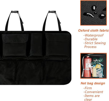 Car Trunk Organizer Large Capacity Back Seat Car Organizer with 8 Pockets Collapsible Car Storage Bag for SUV, Truck, MPV 42.5"*20" - Car Accessories Black