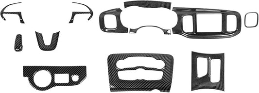 Hoolcar for Charger Carbon Fiber Interior Accessories Trim Kit fit for 2015-2024+ Dodge Charger Center Console Gear Shift Dash Dashboard Decor Cover Trim, 12pcs