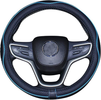 Mayco Bell Large Size Steering Wheel Cover Anti-Slip,Safety,Soft,Breathable,Durable,Full Surround,Comfortable Grip Microfiber Leather (15.5-16 inch, Black Blue)