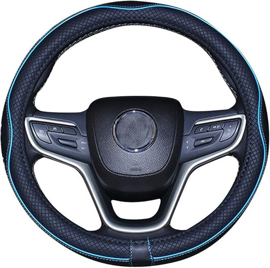 Mayco Bell Large Size Steering Wheel Cover Anti-Slip,Safety,Soft,Breathable,Durable,Full Surround,Comfortable Grip Microfiber Leather (15.5-16 inch, Black Blue)