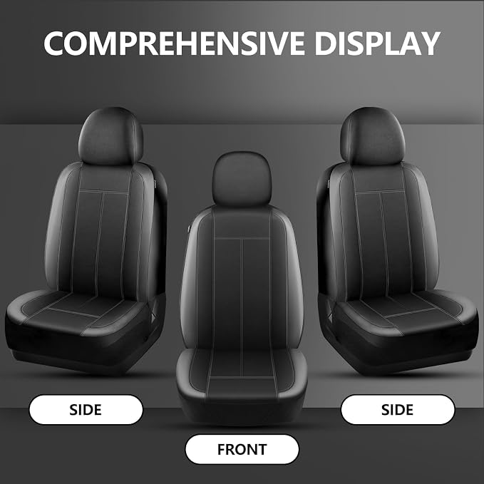 HChengkikz Car Seat Covers Front Seat, Waterproof Neoprene Car Seat Covers, Car Seat Cover Airbag Compatible, Universal Fit for Most Cars, Trucks, SUVs (Black + Darkgray)