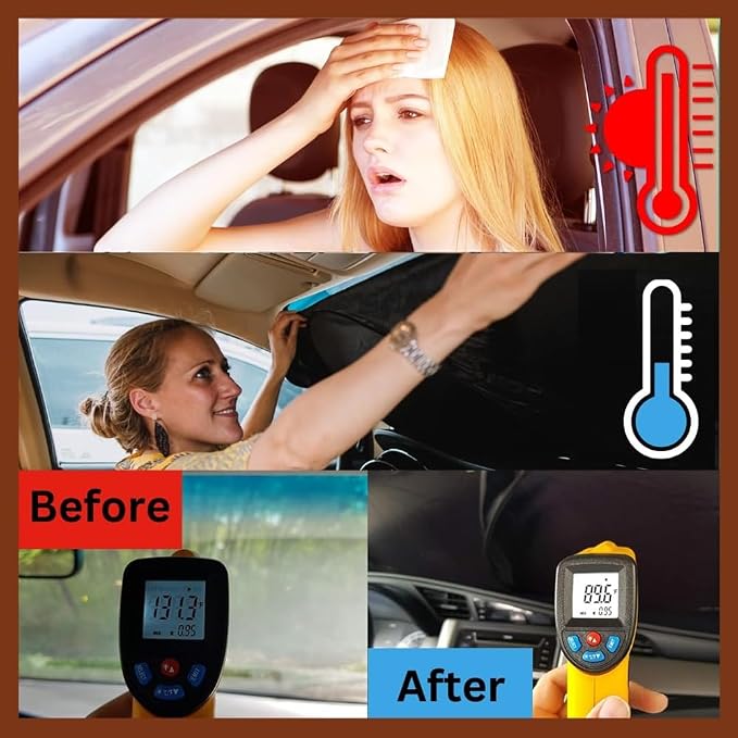 Windshield Sun Shade | fits RV Class-A | Certified 99.87% UVB & 99.02% UVA Protection Sun Shade. Award Winning Sunshade for Car Windshield with Patented Technology. Car Window Shades by Kinder Fluff