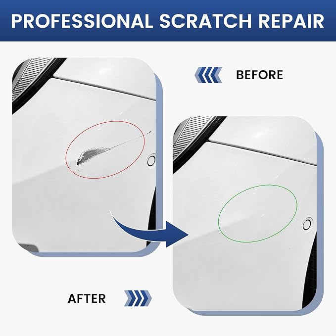 White Car Touch Up Paint Pen 2pcs with Clear Coat Pen, Long-Lasting Waterproof UV-Resistant Auto Scratch Repair Remover, Quick & Easy Fix for Car SUV Truck Motorcycle, Repair Chip Rim Scuff