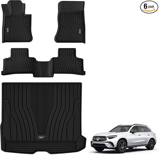 3W Floor Mats & Cargo Liner for Mercedes Benz GLC 2026 2025 2024 2023 GLC300 / GLC43 AMG / GLC63 AMG SE (Not for Coupe & PHEV (350e)), TPE All Weather Floor Liner & Cargo Mats Car Accessories