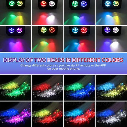 32W Starlight Headliner Light,1300pcs 9.8ft Dual Port Dual Color LED Star Ceiling Fiber Optic Light Kit APP/Remote Control White Shooting Star,for Car/Home/Party