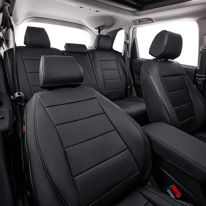 EKR CRV Seat Covers Custom Fit for Honda CRV 2023 2024 2025 2026 Leather Car Seat Cover Full Set for Trucks SUV,Waterproof Car Seat Cushion,Faux Leather (Black)