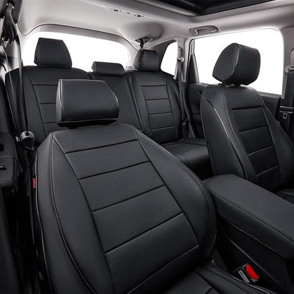 EKR CRV Seat Covers Custom Fit for Honda CRV 2023 2024 2025 2026 Leather Car Seat Cover Full Set for Trucks SUV,Waterproof Car Seat Cushion,Faux Leather (Black)
