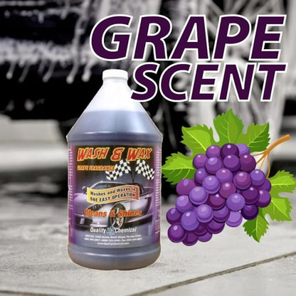 Quality Chemical Wash and Wax - Grape Scented Soap for Cars and Motorcycles - Cleans and Waxes in One Easy Step - Easy Rinse, Scratch Free Soap with Wax Protectant 640 oz (Pack of 1)