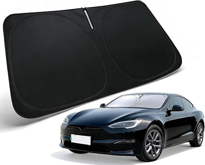 Windshield Sun Shade for Tesla Model S 2012-2026 Accessories, Car Front Window Sun Visor & Heat Shield | 240T Sunshade Protection Blocks UV Rays Keep Your Car Cooler