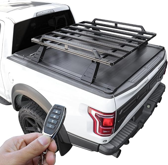 Syneticusa ER Power Retract Hard Tonneau Cover with Rack Kit Fits 2004-2026 Ford F-150 6’7” (78.9”) Truck Bed Off Road Overlanding Retractable