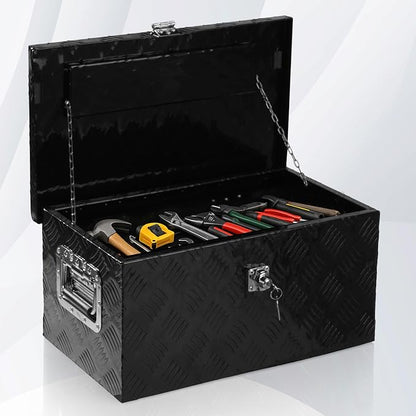 Aluminum Truck Bed Tool Box, Pick Up RV Trailer Toolbox Storage Lockable Organizer with Lock and Keys, 30", Black