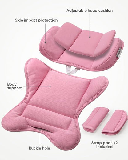 TinlyFinly Infant Insert Compatible with Doona, Graco, Britax, Chicco, Evenflo Car Seat, Adjustable Baby Head Body Support Cushion for Newborn to Toddler, Fits Infant Car Seat and Stroller (Pink)