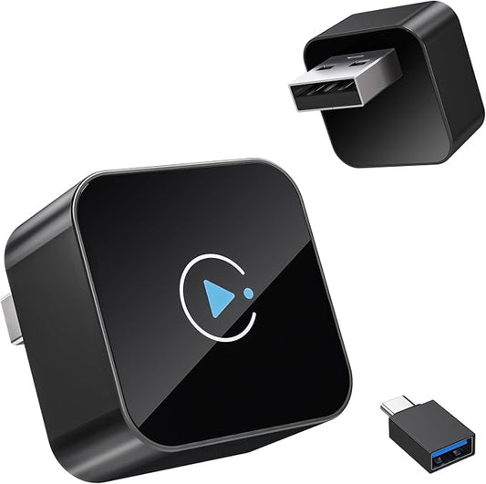 Wireless CarPlay Adapter & Android Auto Dongle-2-in-1 Wired to Wireless Converter, Plug & Play Fast Auto-Connect, No Delay Compact Design for iPhone Android USB/USB-C
