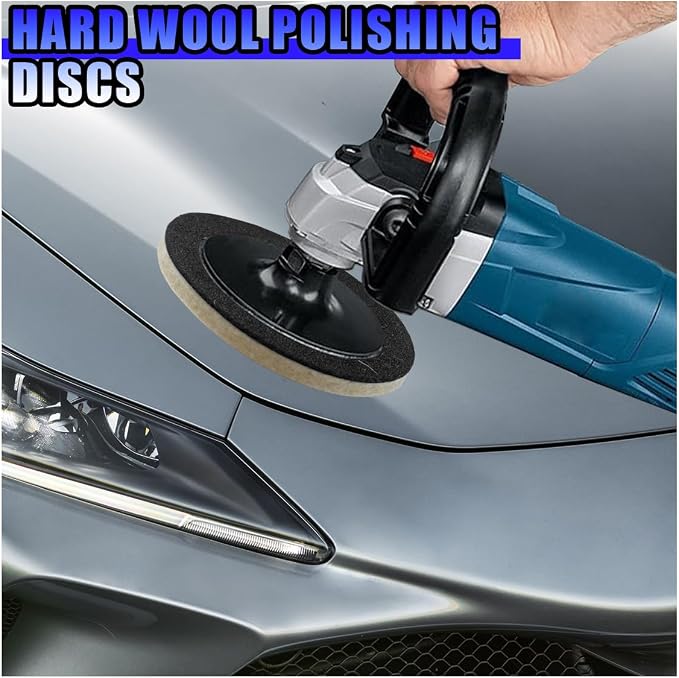 5PCS Car Glass Polishing Pads, 6" Wool Felt Buffing Wheel Polishing Pad Discs with Hook & Loop Back, Random Orbital Sander Polish Pad for Remove Scratch from Windshield, Window(6IN)