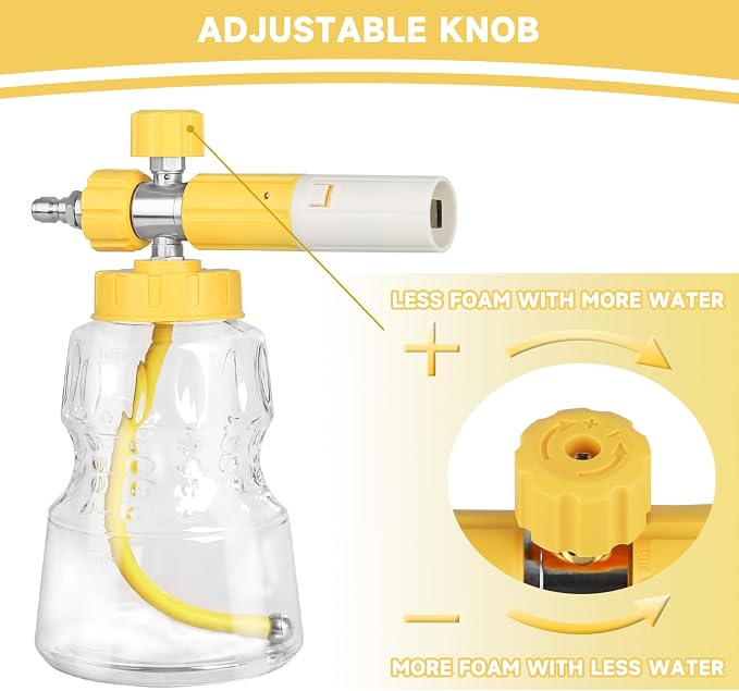 Foam Cannon for Pressure Washer with Dual Connector Accessory, Pressure Washer Double Tip Attachment for Foam Cannon,M22 and 1/4" Quick Connect, 5 Nozzle Tips