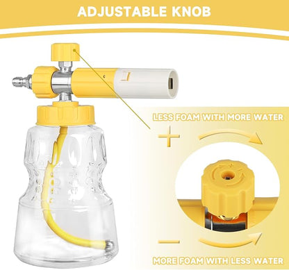 Foam Cannon for Pressure Washer, Professional Transparent Snow Foam Lance for Car Wash, Heavy Duty Car Foam Blaster with 1/4" Quick Release, Stainless Steel Filter, 4000PSI