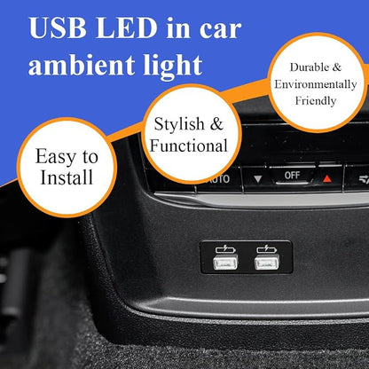 4PCS USB LED Car Interior Atmosphere Lamp, Plug-in USB Decor Night Light, Portable Auto Ambient Lighting Kit, Universal Car Interior Accessories LED Night Light for Most Cars (Red)