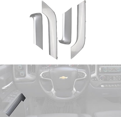 4PCS Door Armrest Cover Trim Kit Front&Rear Left Right Side Door Panel Arm Rest Bezel Synthesis Gray Compatible with 2014-2020 Chevy Silverado GMC Sierra